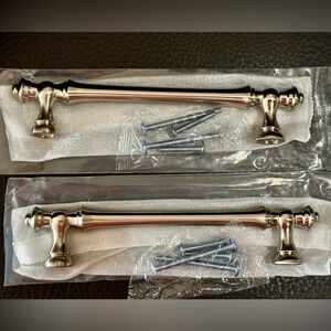 2 New Cabinet Handles w/screws Silver Packages opened to assure color/condition.